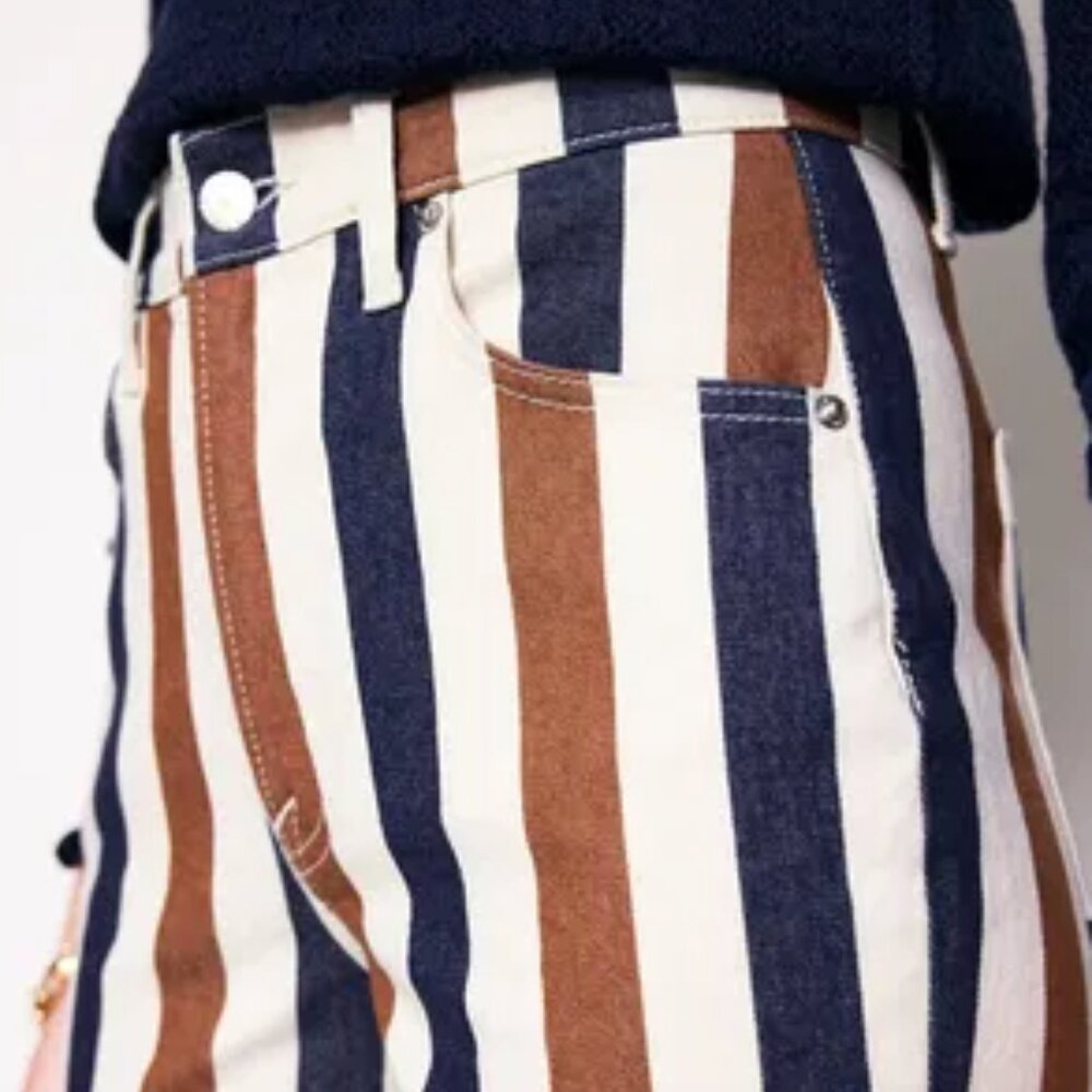 Striped Straight Leg Ankle Jeans Size 31/12 - Picture 3 of 12